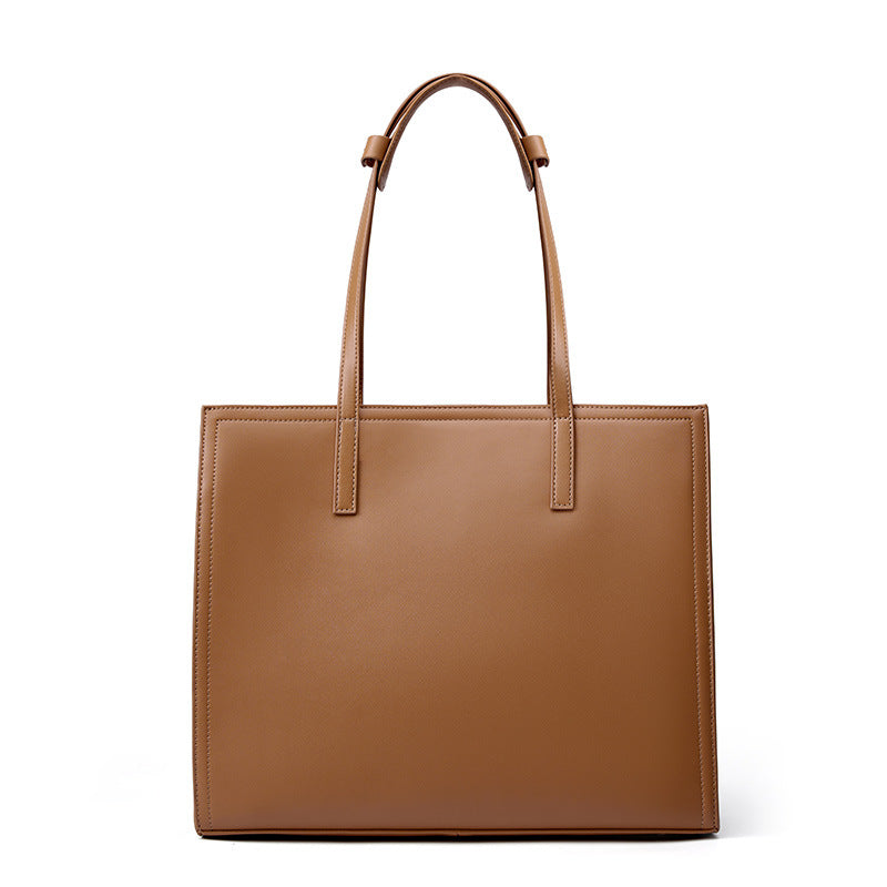 VLOVELAW 2025 New niche tote bag women's leather large-capacity briefcase computer bag black cowhide commuter bag