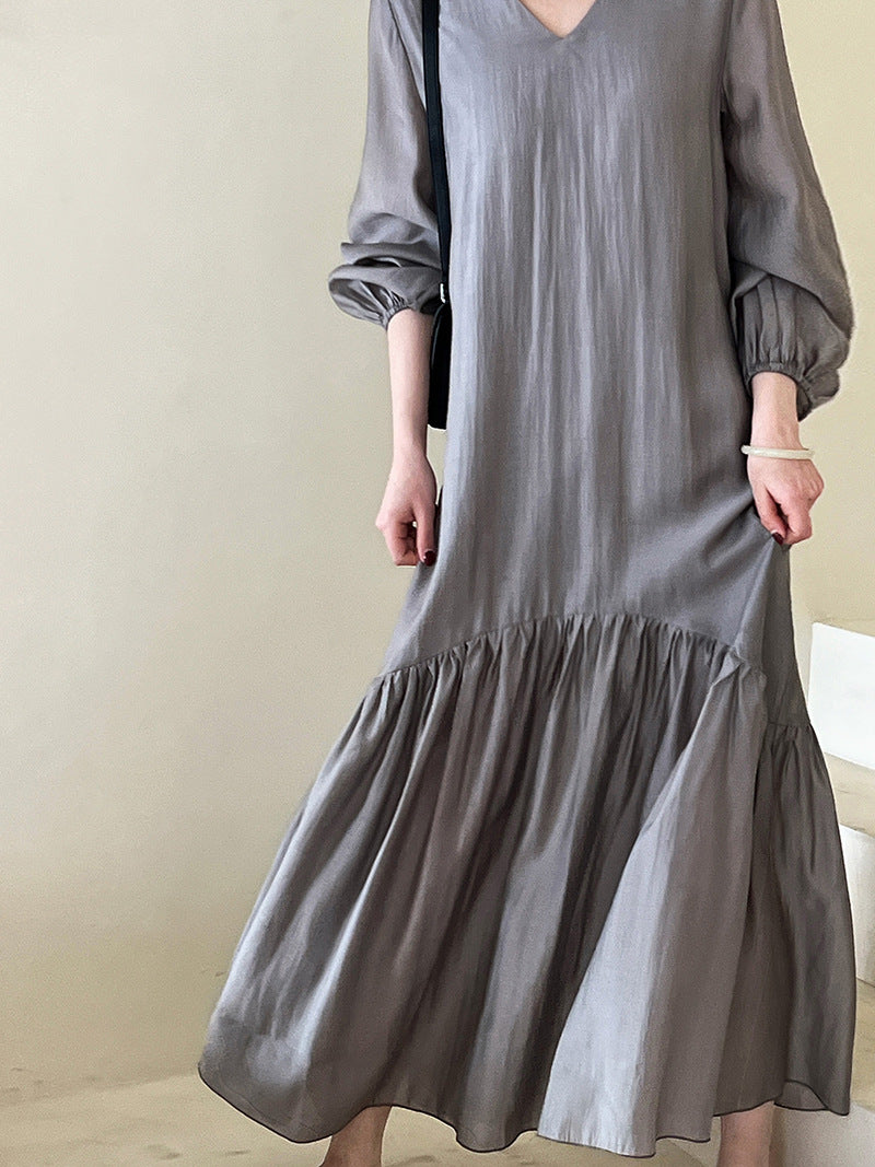 Luxi, Tencel fabric~ design fishtail dress, spring new loose and gentle long skirt 3627