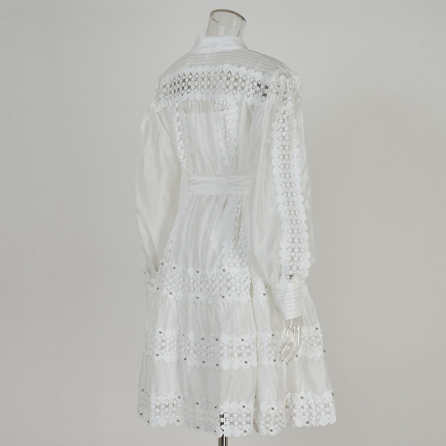 women's clothing long-sleeved shirt skirt spring and autumn women's single-breasted water-soluble lace embroidered hollow dress