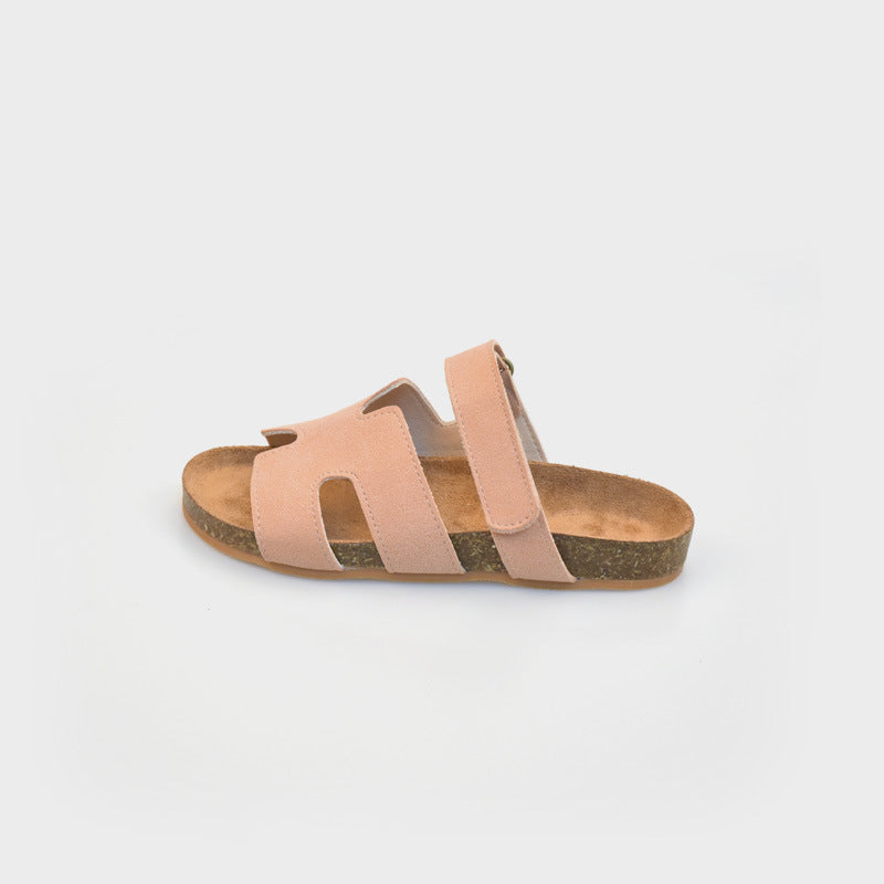 VLOVELAW Cross-Border Simple Boys and Girls Slippers Summer New Outdoor Retro Children's Shoes Cork Boken Sandals in Stock