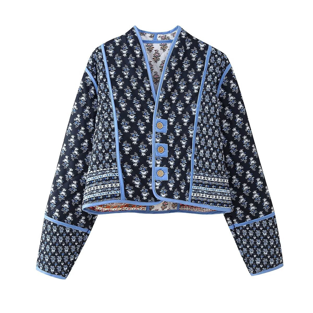 2025 autumn and winter new products European and American cross-border women's clothing street fashion two-sided quilting cotton cotton jacket w028 6402