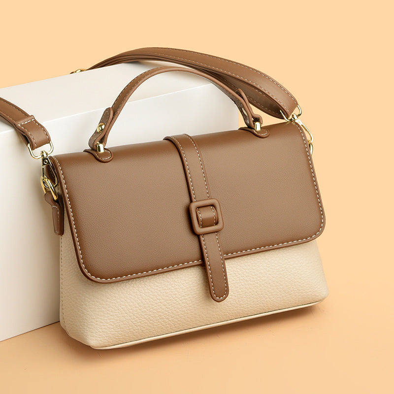 vlovelaw Classic Single Arrow Stitching Messenger Bag High Sense Ins Leather Pattern Small Box Genuine Leather Women's Bag Shoulder Bag