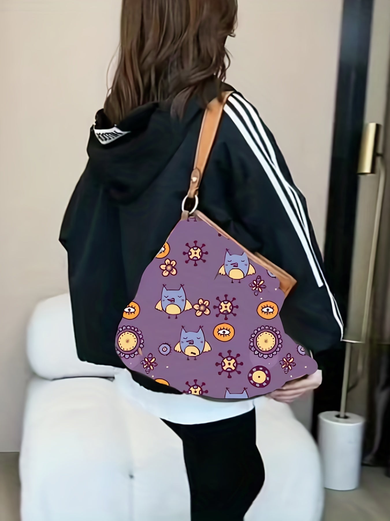 vlovelaw  Striped Print Zip Up Jacket, Casual Drawstring Hooded Jacket, Women's Clothing