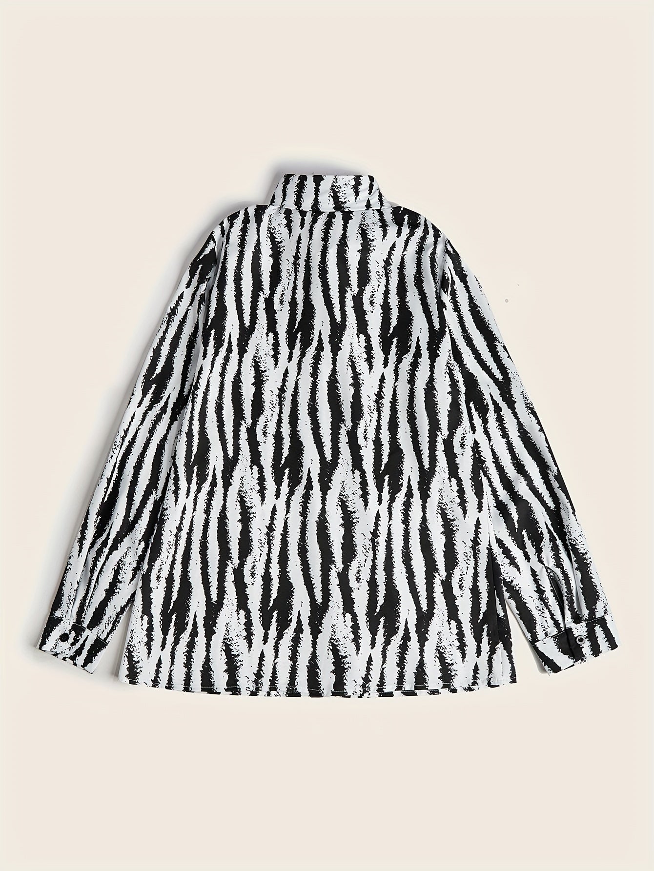 All Over Print Polo Collar Button Shirt, Casual Long Sleeve Shirt For Spring & Fall, Women's Clothing