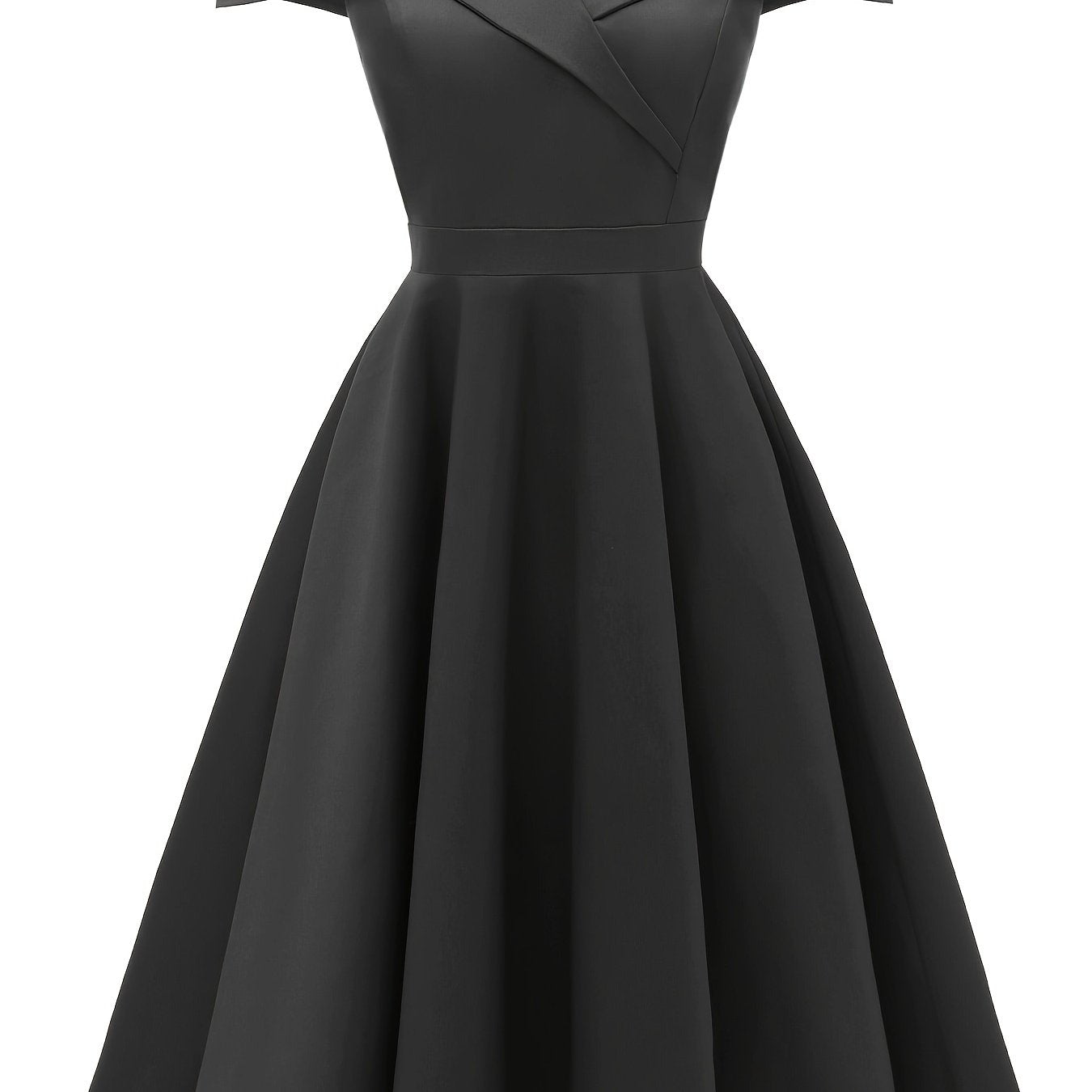 Off-shoulder Foldover Dress, Elegant Solid Color Flare Dress, Women's Clothing
