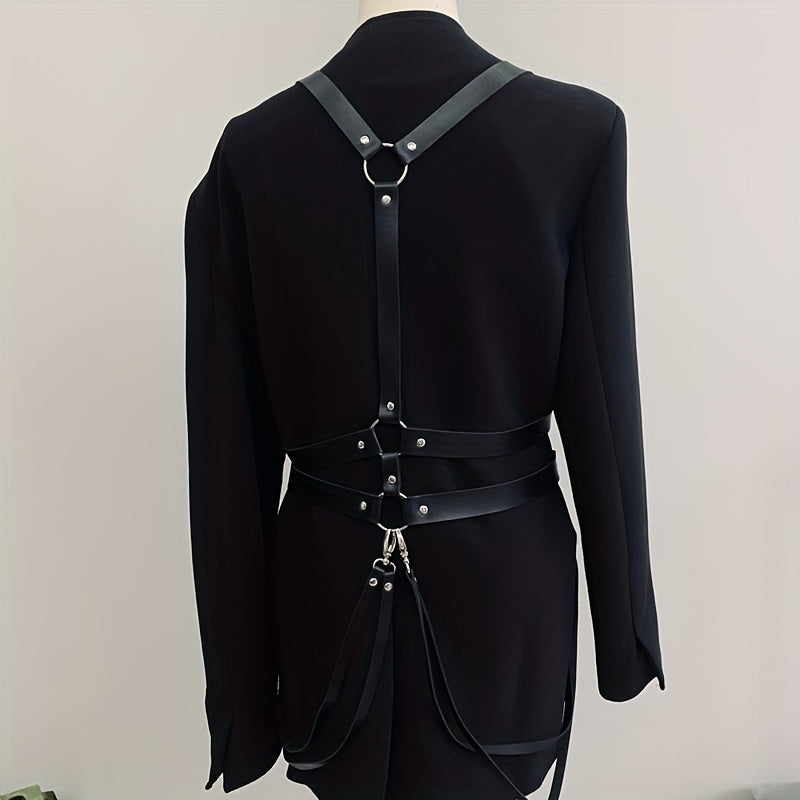 vlovelaw Handsome PU Leather Lace-Up Suspender Belt for Men's Suit and Shirt Decoration - Stylish and Comfortable