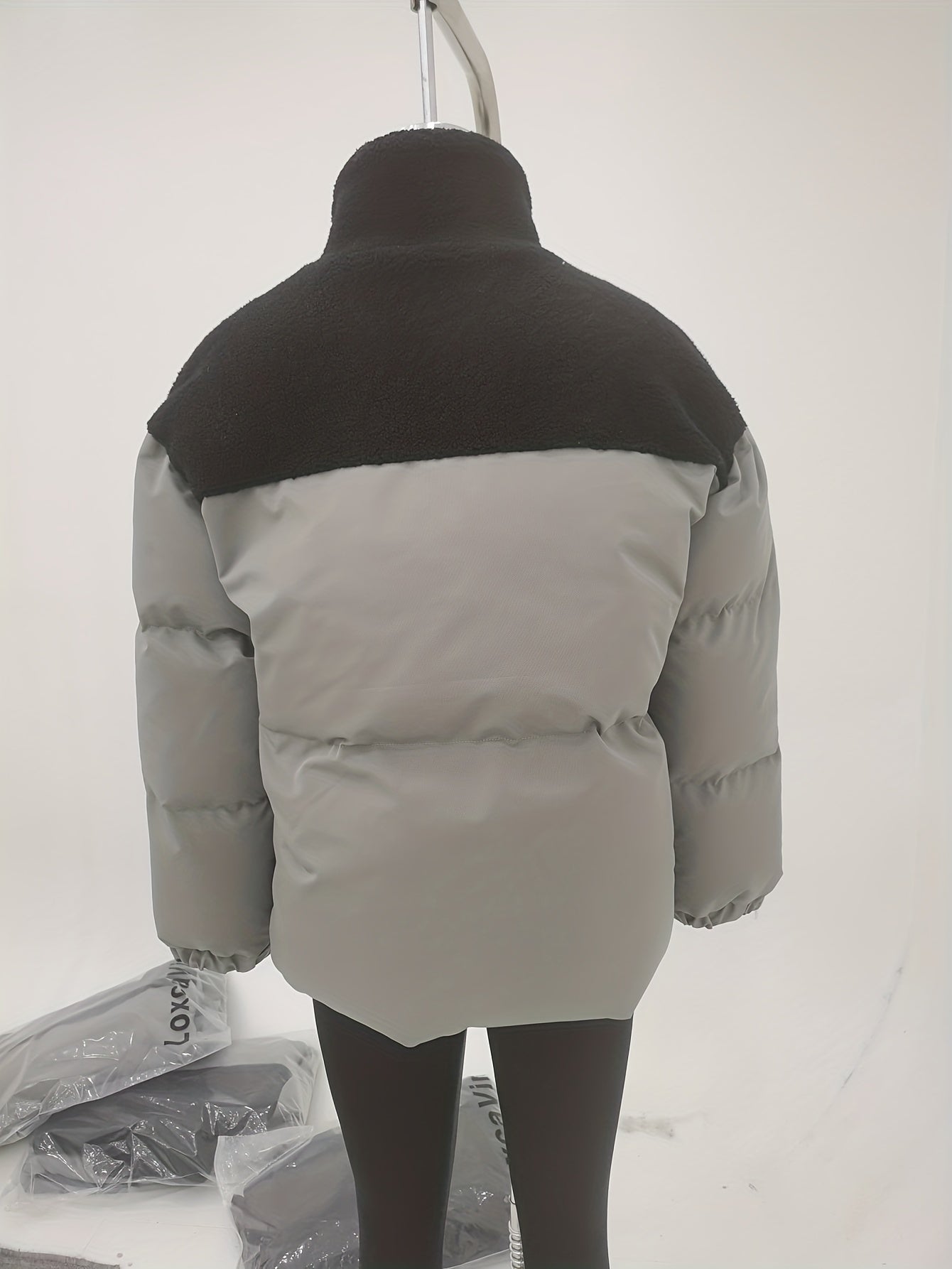 Color Block Zip Up Warm Coat, Casual Long Sleeve Winter Outerwear, Women's Clothing