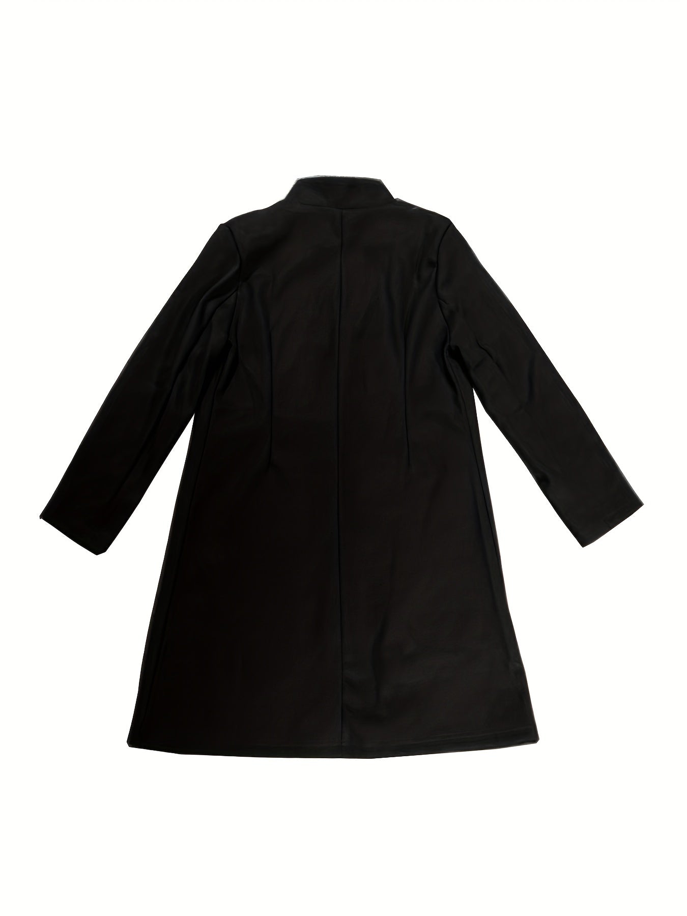 Single Breasted Solid Coat, Casual Long Sleeve Open Front Outerwear, Women's Clothing