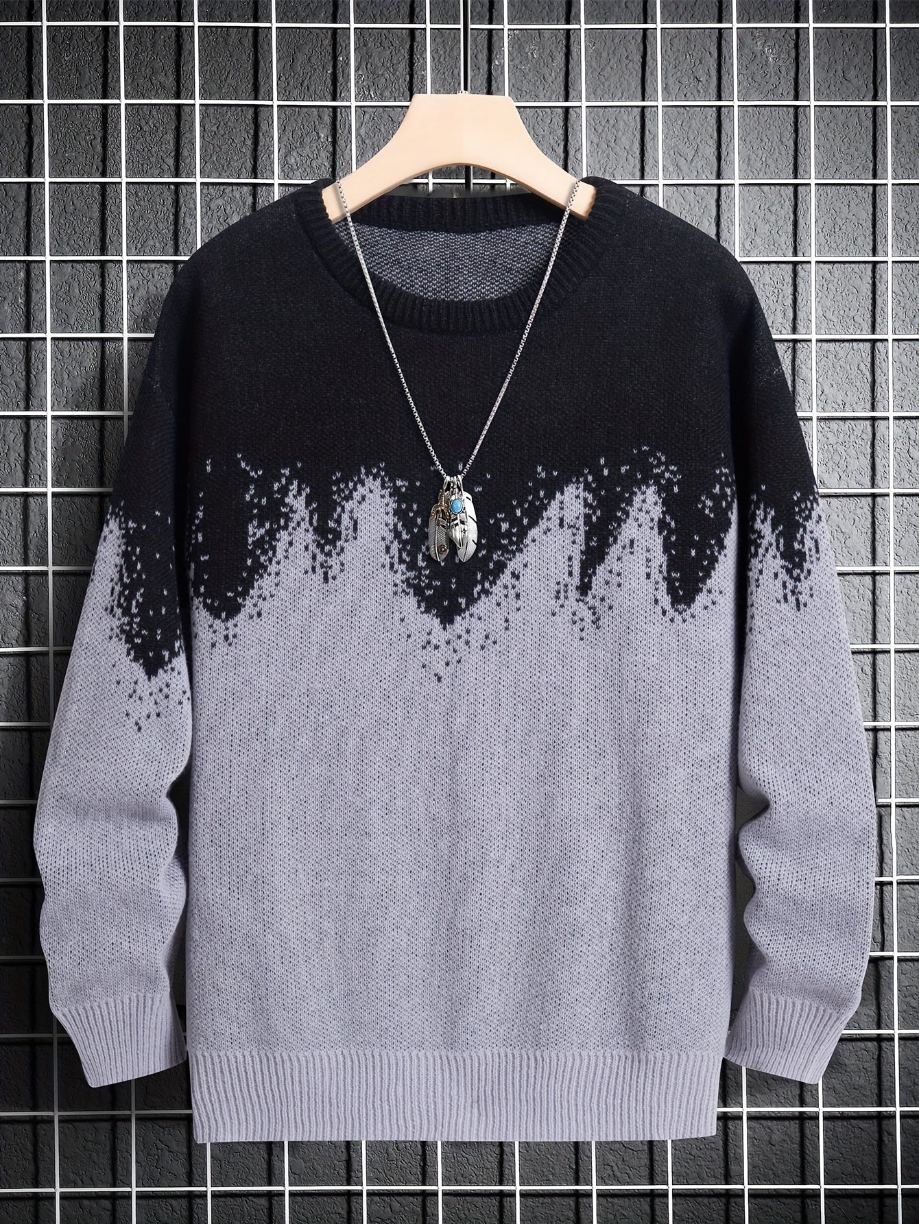 vlovelaw New Trendy And Loose Couple's Wear For Spring And Autumn, Round Neck Contrast Color Knitted Pullover Men's Top, Can Be Worn Indoors And Outdoors, And Is Also A Good Choice As A Gift