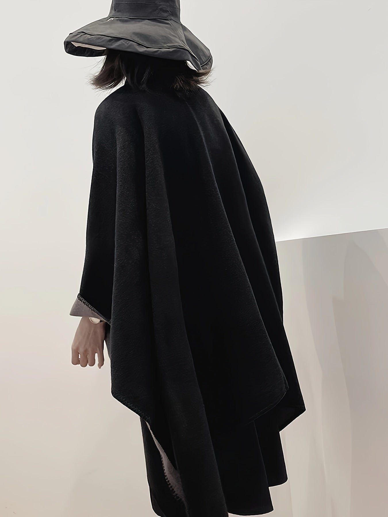vlovelaw Plus Size Elegant Coat, Women's Plus Double-sided Batwing Sleeve Open Front Waterfall Collar Loose Fit Shawl Coat