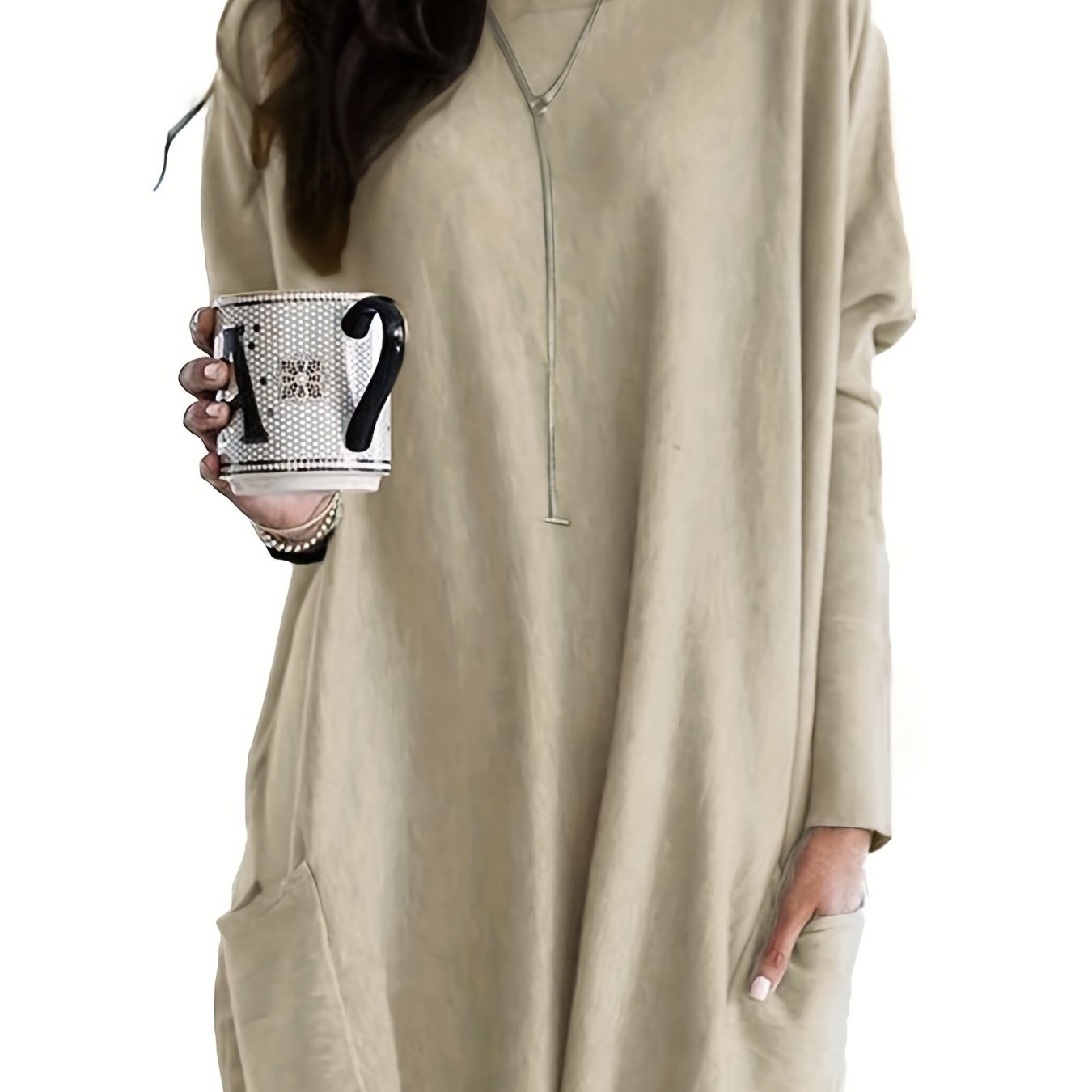 vlovelaw Solid Patched Pockets Pullover Sweatshirt, Casual Long Sleeve Sweatshirt For Spring & Fall, Women's Clothing