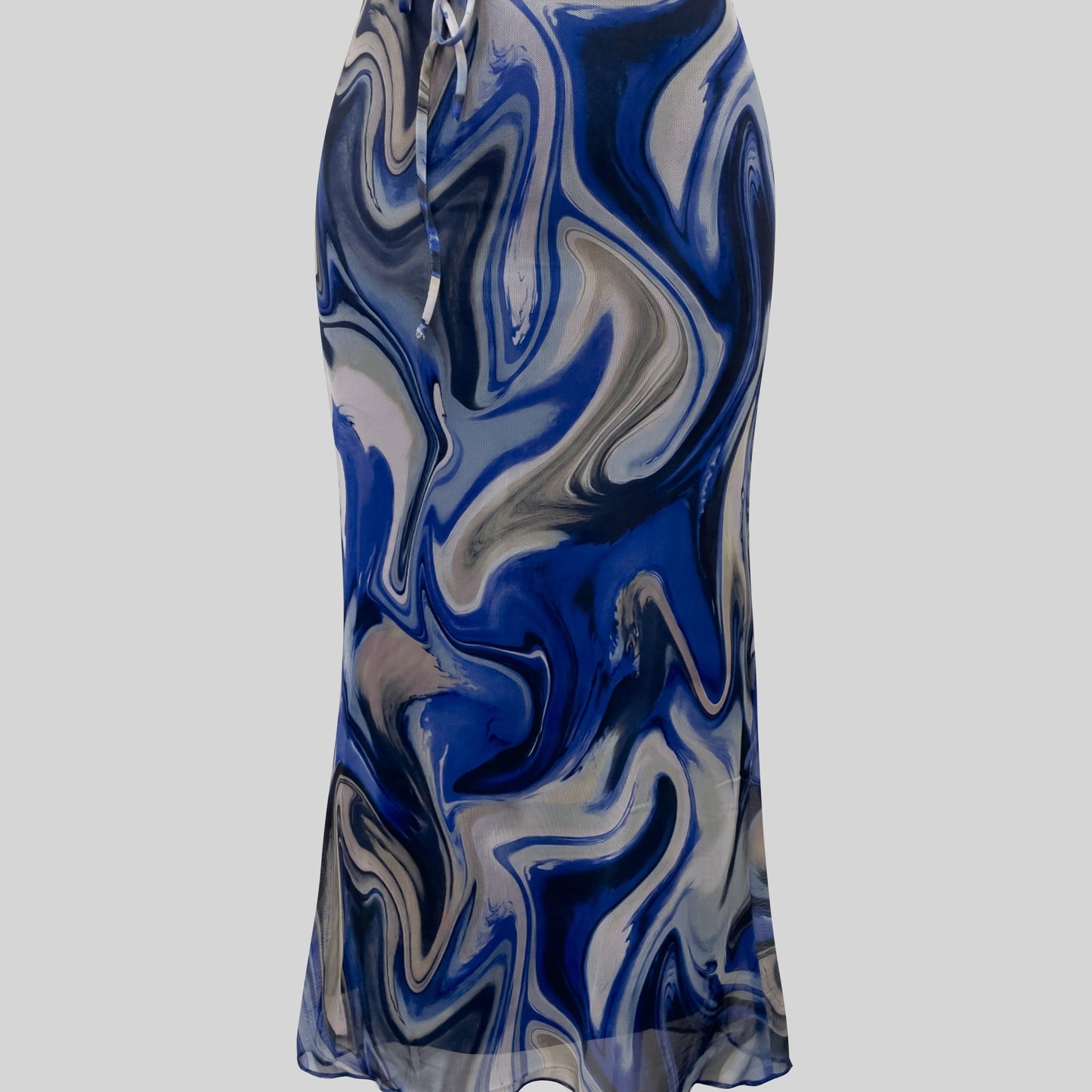 All Over Print Tie Waist Mesh Skirt, Casual Skirt For Spring & Summer, Women's Clothing