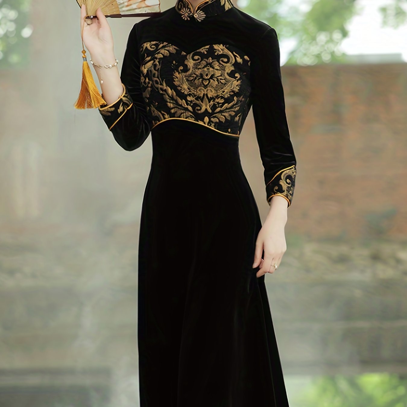 Chinese Vintage Cheongsam, Bodycon Short Sleeve Frog Button Mandarin Collar Dress, Women's Clothing