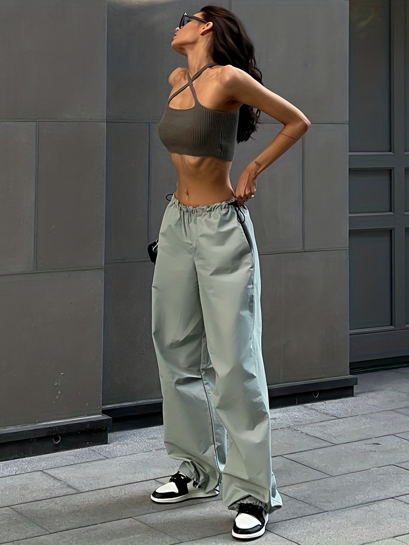 Wide Leg Elastic Waist Pants, Casual Drawstring Versatile Long Length Pants, Women's Clothing