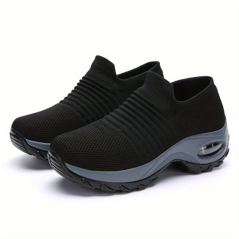 vlovelaw Women's Breathable Knit Sneakers, Comfortable Low Top Slip On Shoes, Women's Air Cushion Shoes