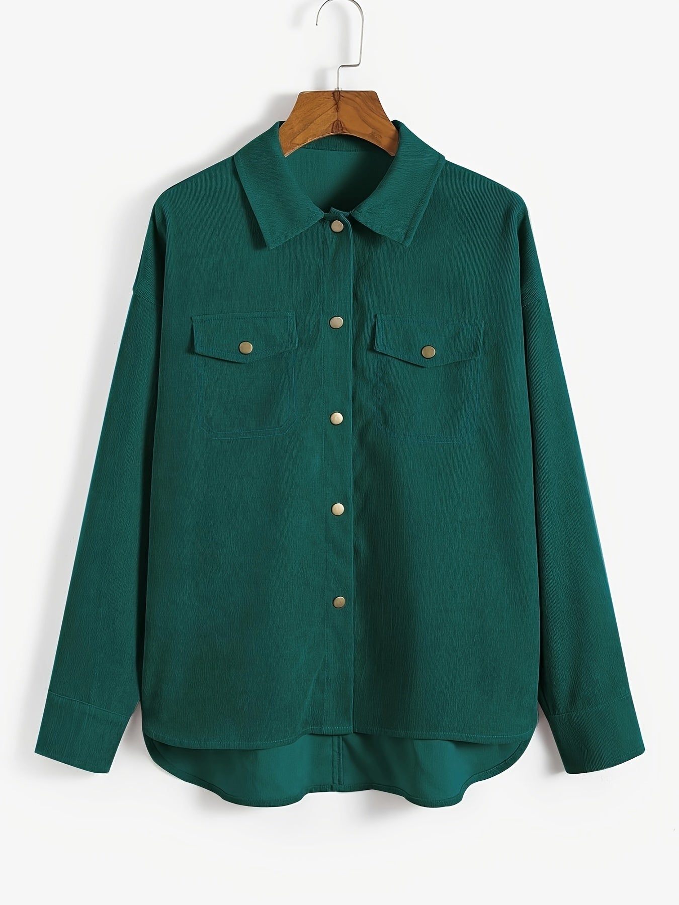 Solid Fake Flap Pockets Jacket, Vintage Single Breasted Long Sleeve Outwear, Women's Clothing