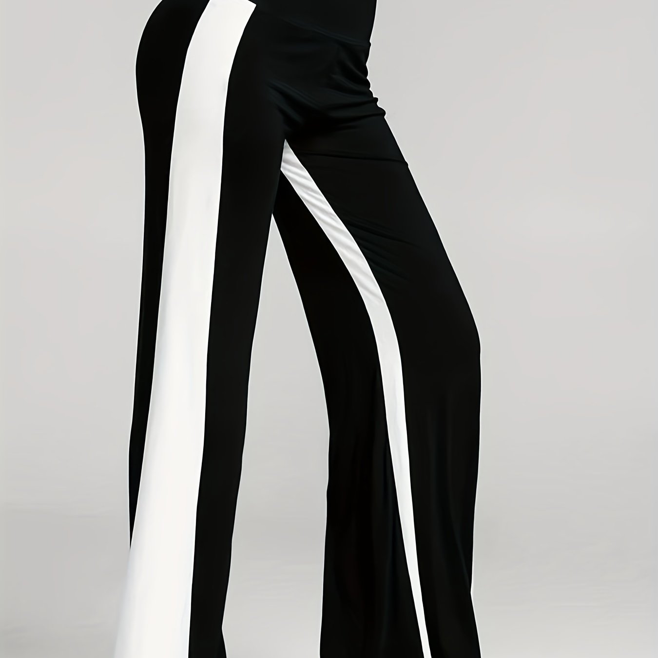 Color Block High Waist Pants, Casual Wide Leg Long Length Summer Pants, Women's Clothing