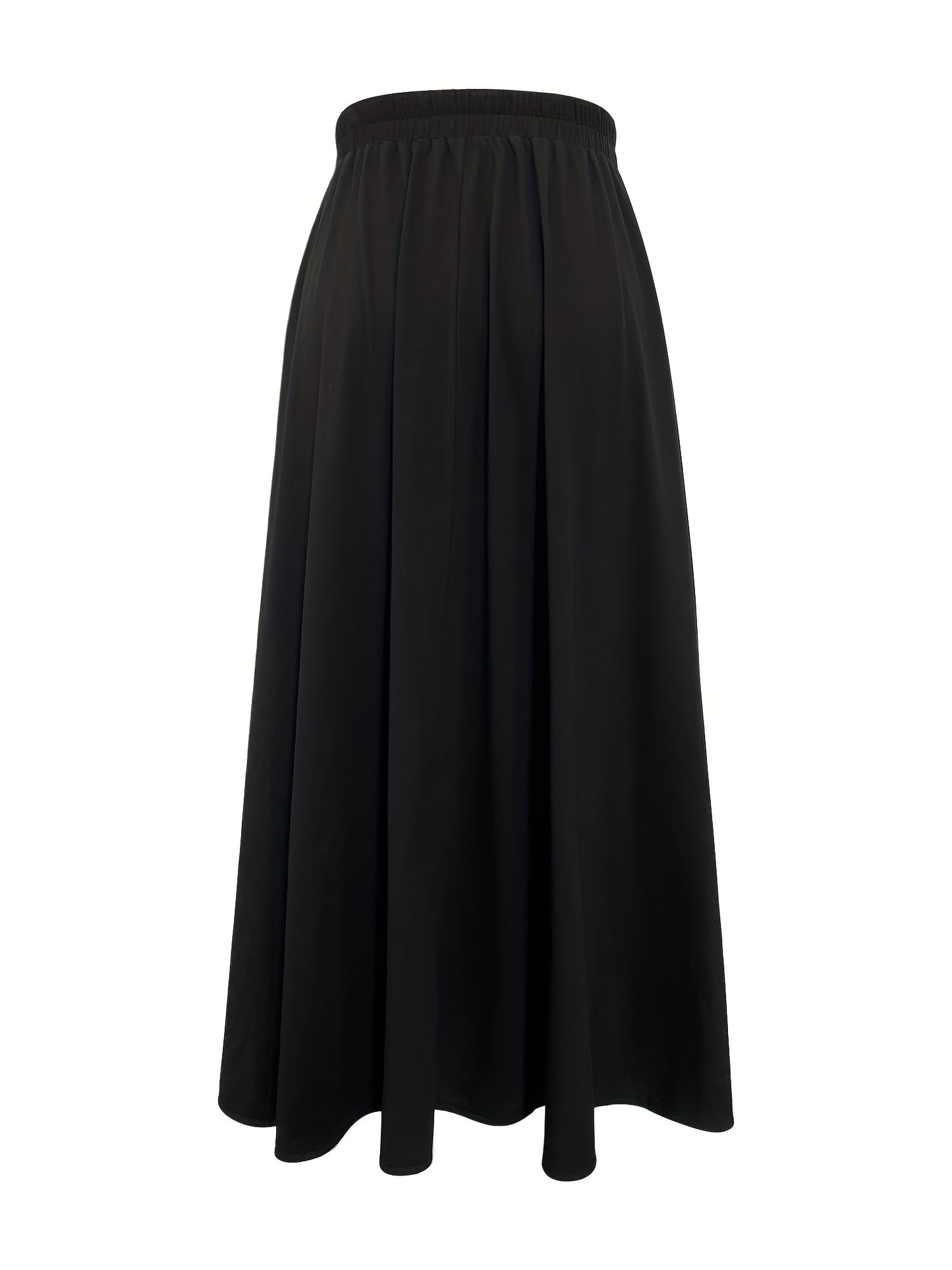 Plaid Print Elastic Waist Skirt, Elegant Button Ruffle Hem Maxi Skirt, Women's Clothing