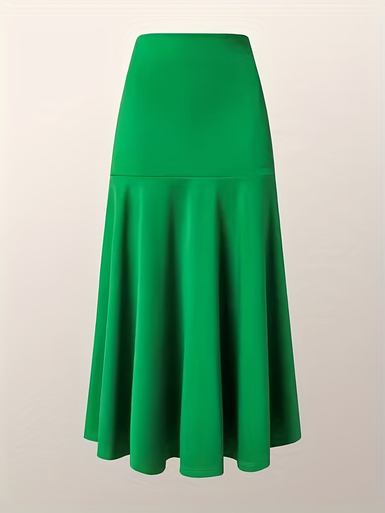 vlovelaw Plus Size Party Skirt, Women's Plus Solid High Rise Non-stretch Maxi Mermaid Skirt
