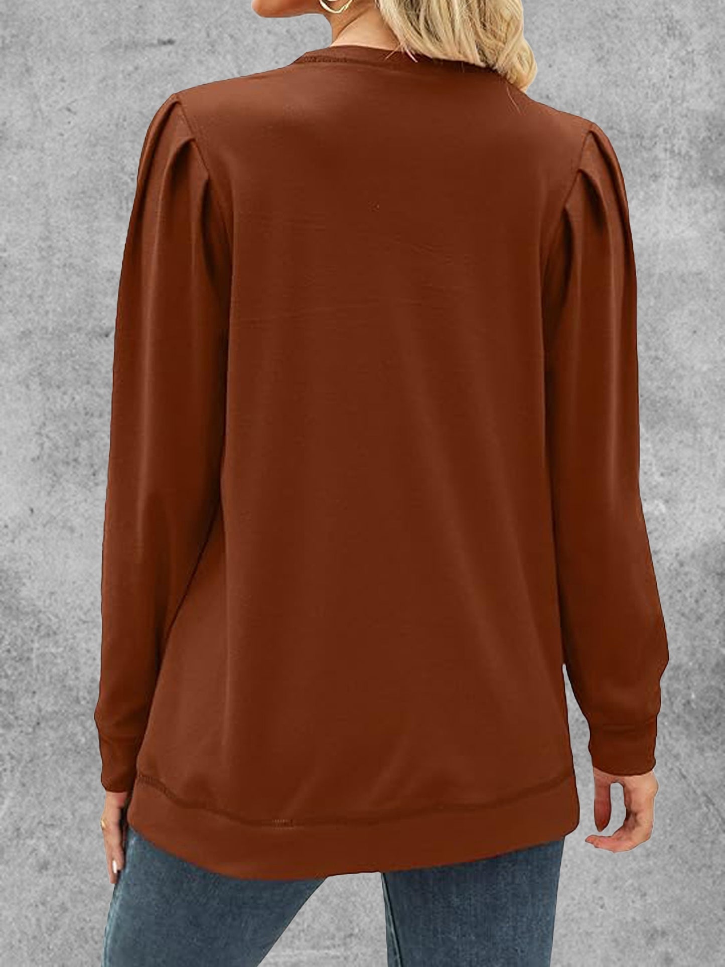 Solid Crew Neck T-Shirt, Casual Long Sleeve Top For Spring & Fall, Women's Clothing