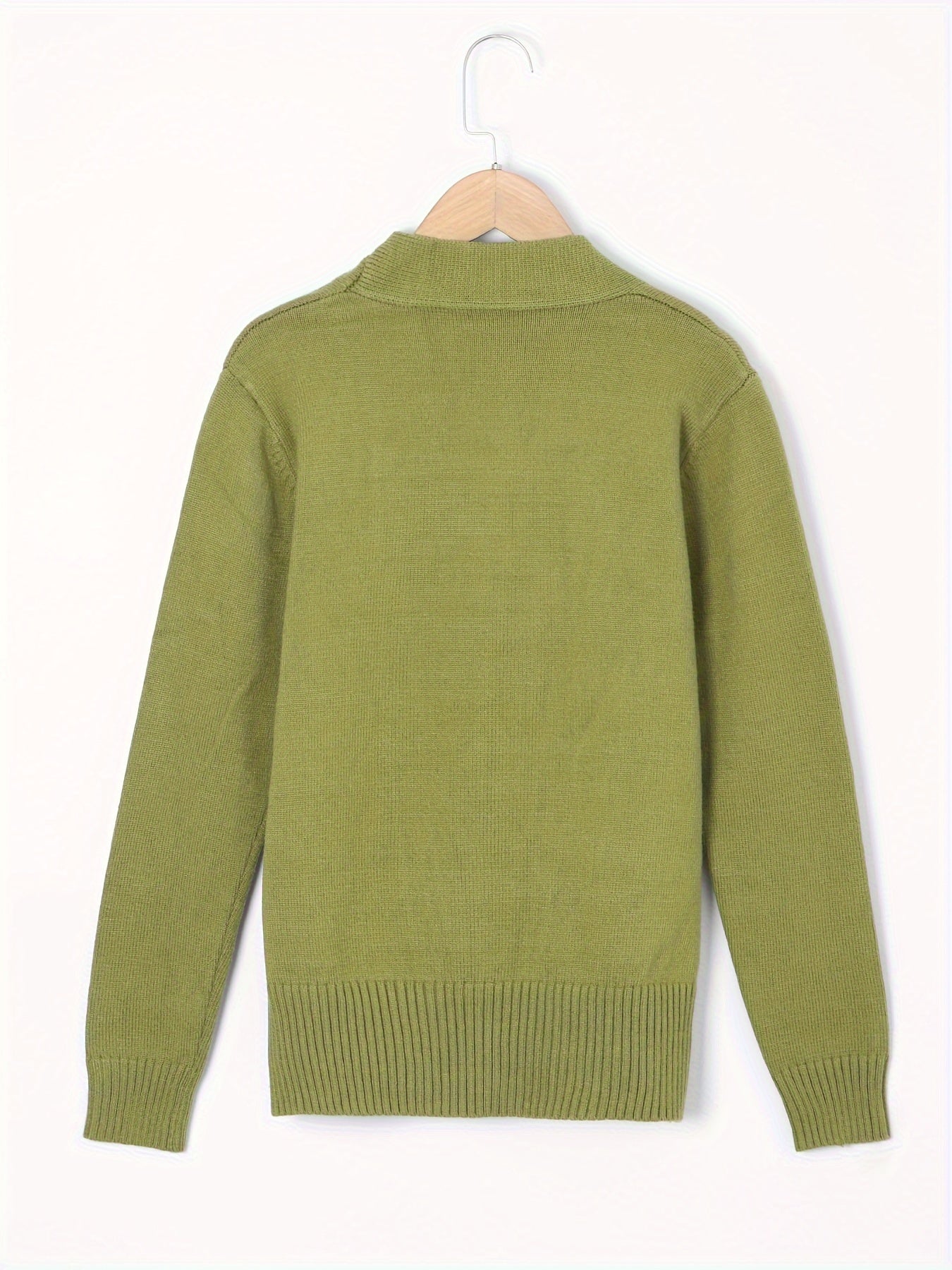 Solid Rib Knit Sweater, Casual Long Sleeve Versatile Sweater, Women's Clothing