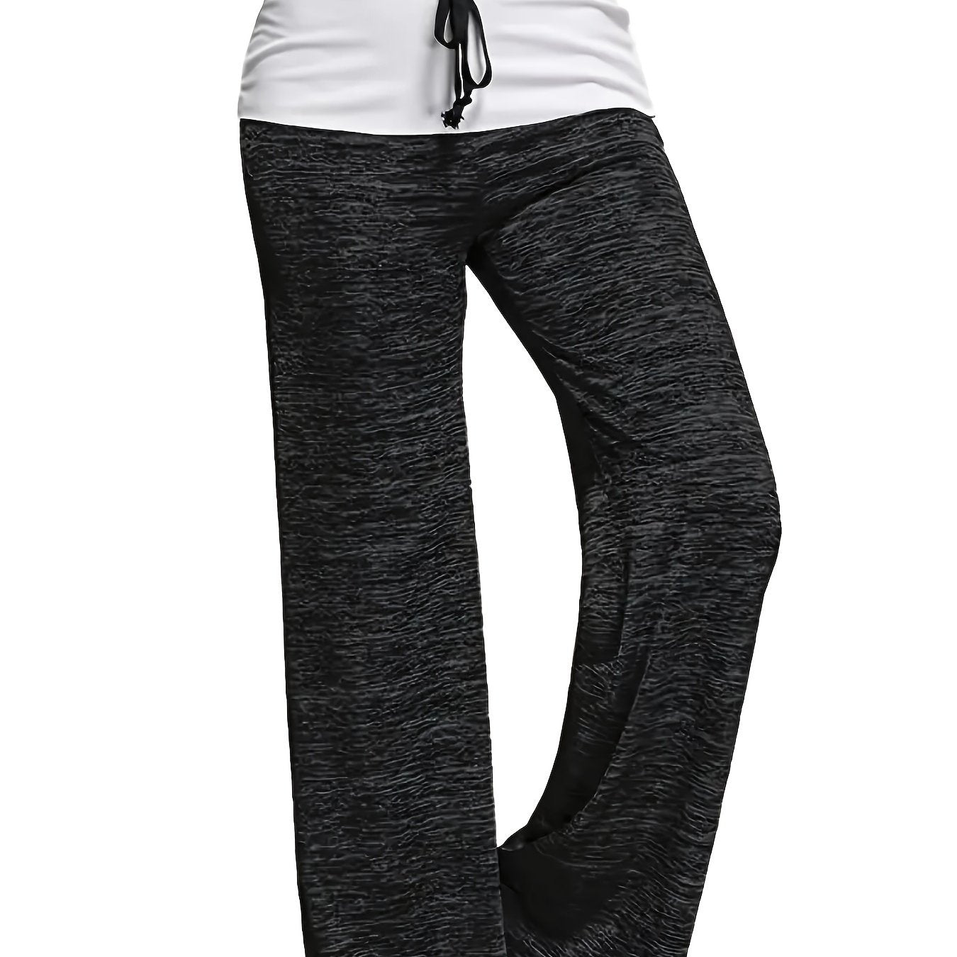 vlovelaw Plus Size Casual Pants, Women's Plus Colorblock Drawstring Slight Stretch Loose Fit Pants