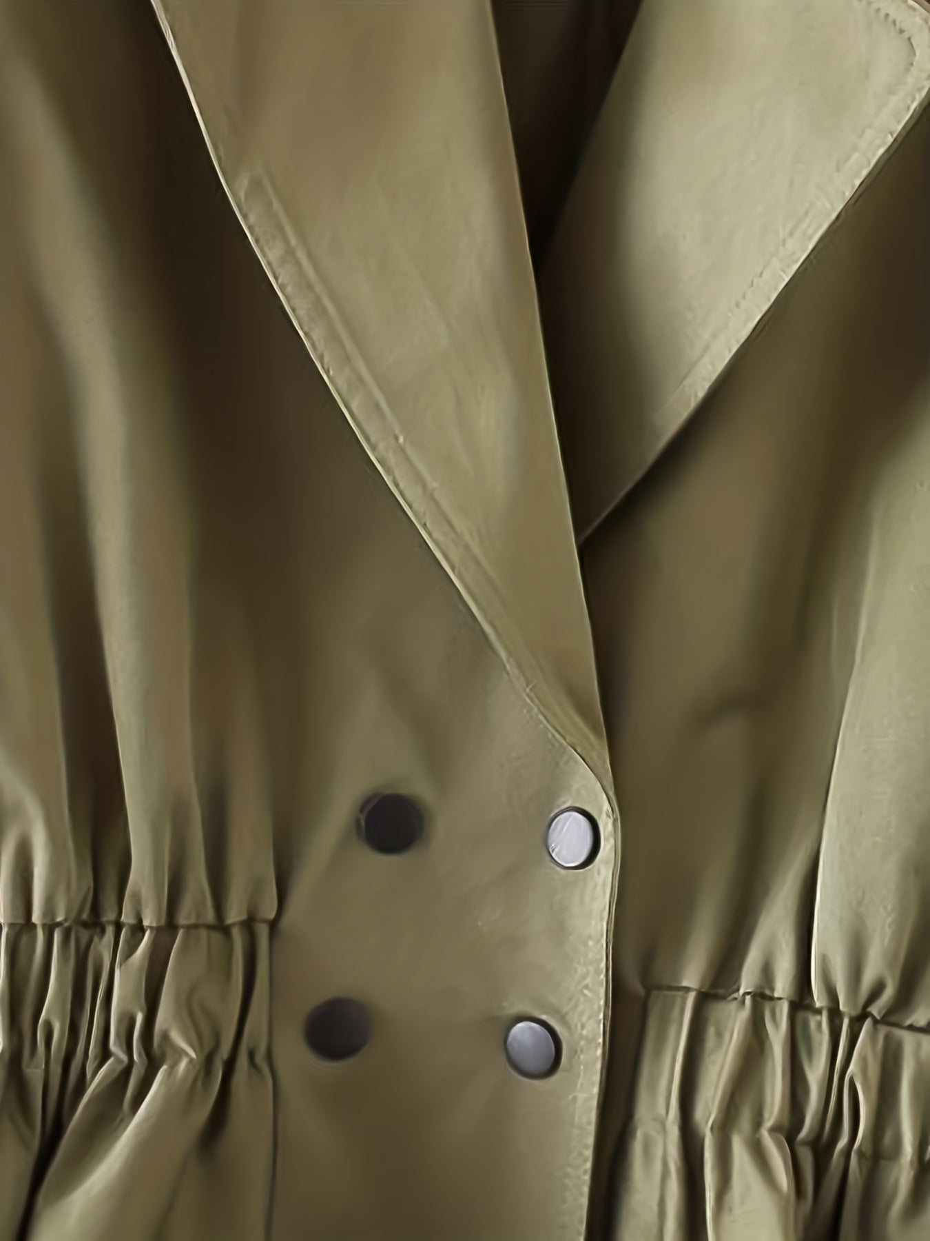 Ruffle Hem Lapel Trench Coat, Vintage Double Breasted Long Sleeve Outerwear, Women's Clothing