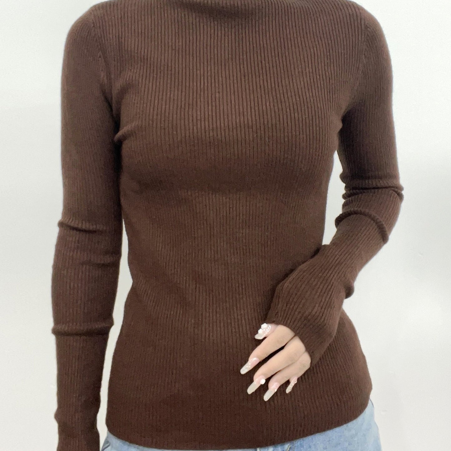 vlovelaw Women's Sweater Turtleneck Solid Ribbed Long Sleeve Slim Pullover Knit Tops