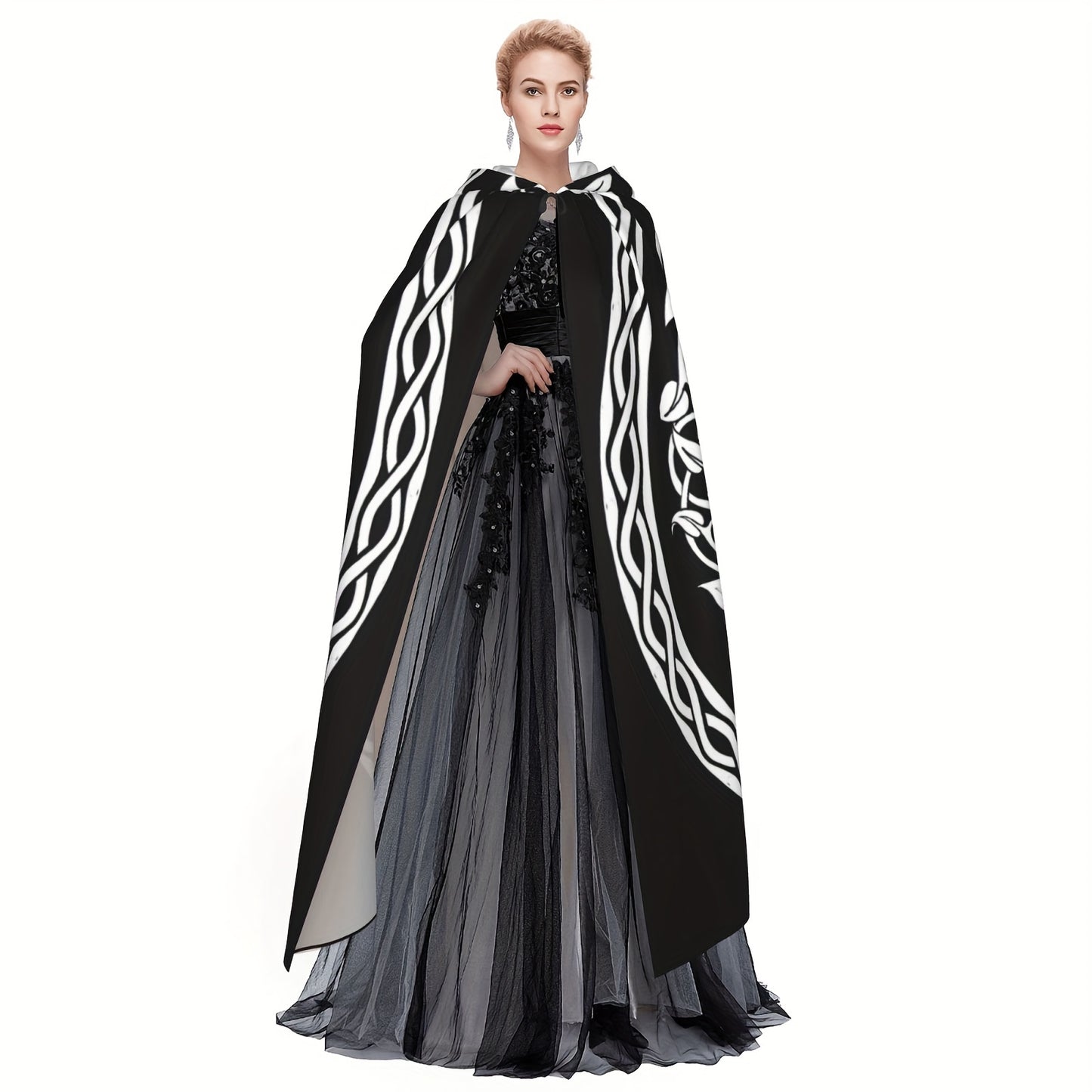 vlovelaw 1pc, Nordic Style Viking Goddess Celtic Life Tree Halloween Witch Hooded Robe Cloak Shawl Cosplay For Adult Men Women, Party Favors Supplies Dresses Clothes Gifts, 147.32*152.4cm
