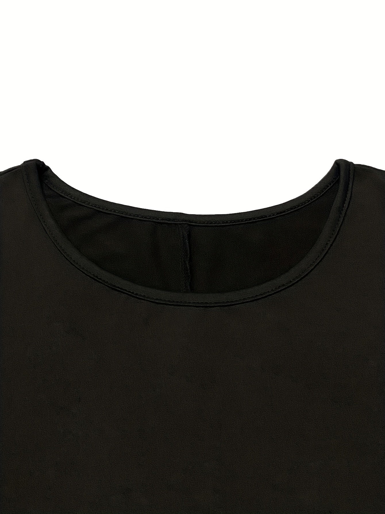 vlovelaw Solid Color Crew Neck Loose T-Shirt, Casual Long Sleeve Thigh Length T-Shirt For Spring & Fall, Women's Clothing