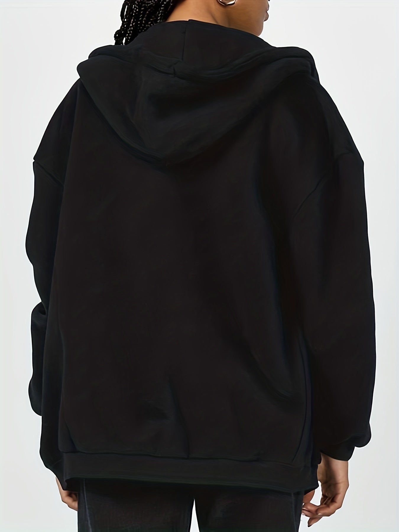vlovelaw Solid Zip Up Pocket Hoodie, Casual Long Sleeve Drawstring Hoodies Sweatshirt, Women's Clothing