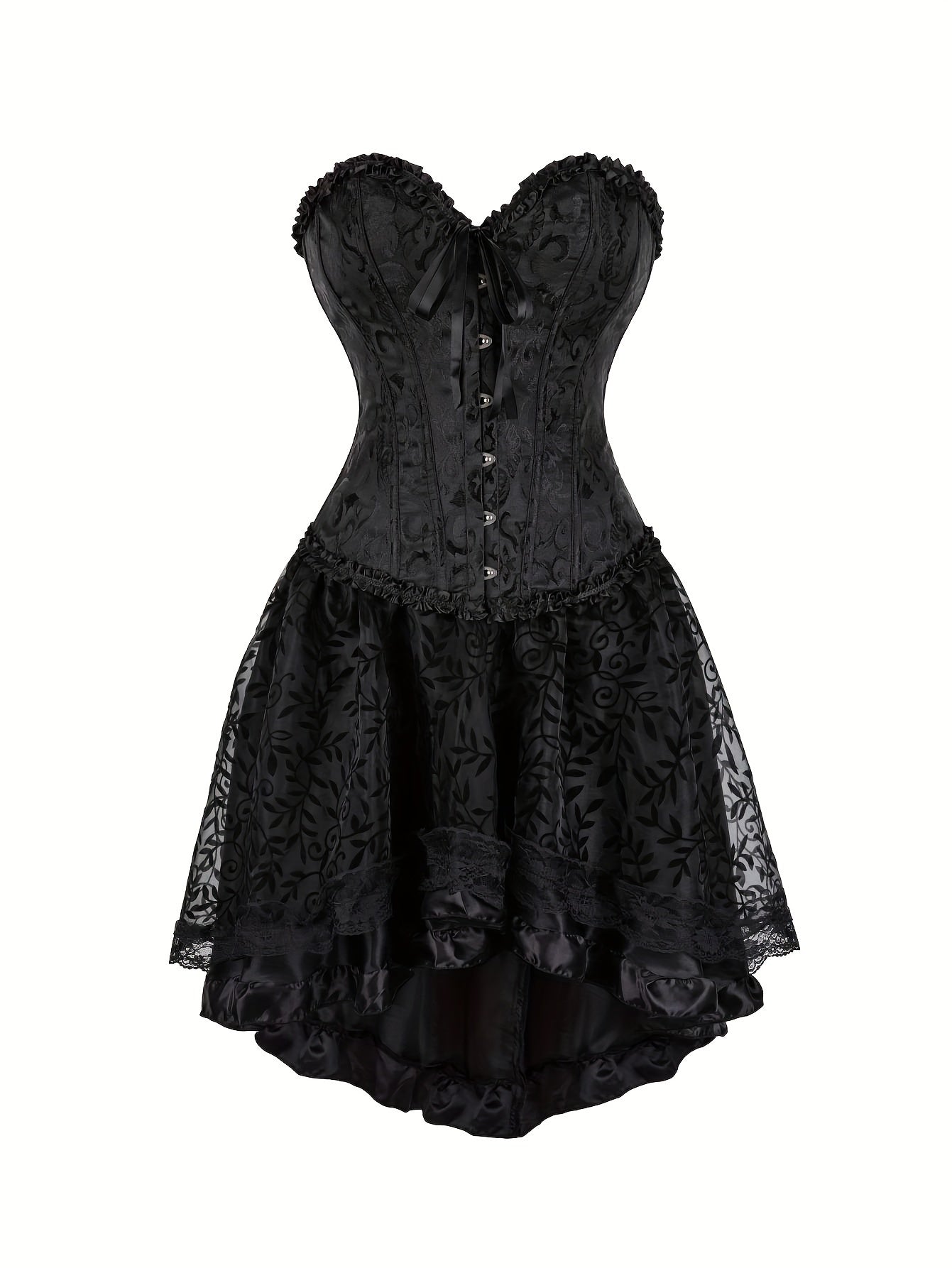 1pc Sexy Tunic Waist Vest Girdle European And American Court Bodysuit With Black Mesh Dance Skirt Prom Bodysuit With Skirt