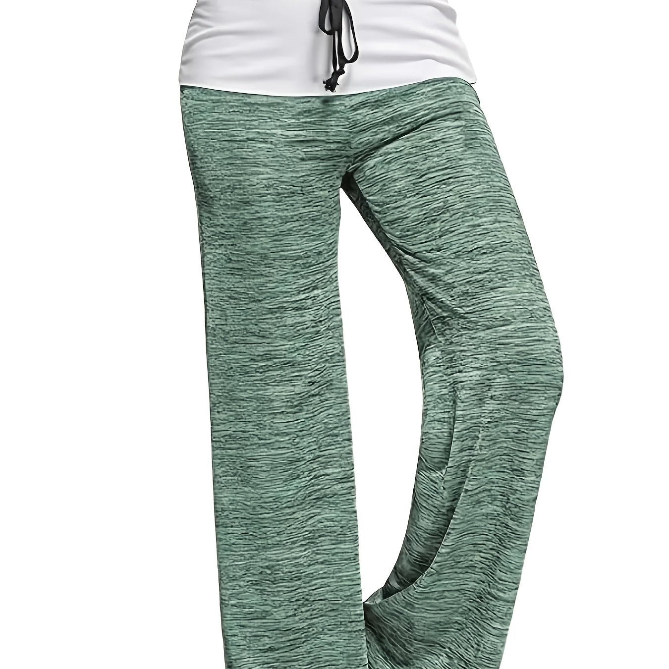 vlovelaw Plus Size Casual Pants, Women's Plus Colorblock Drawstring Slight Stretch Loose Fit Pants