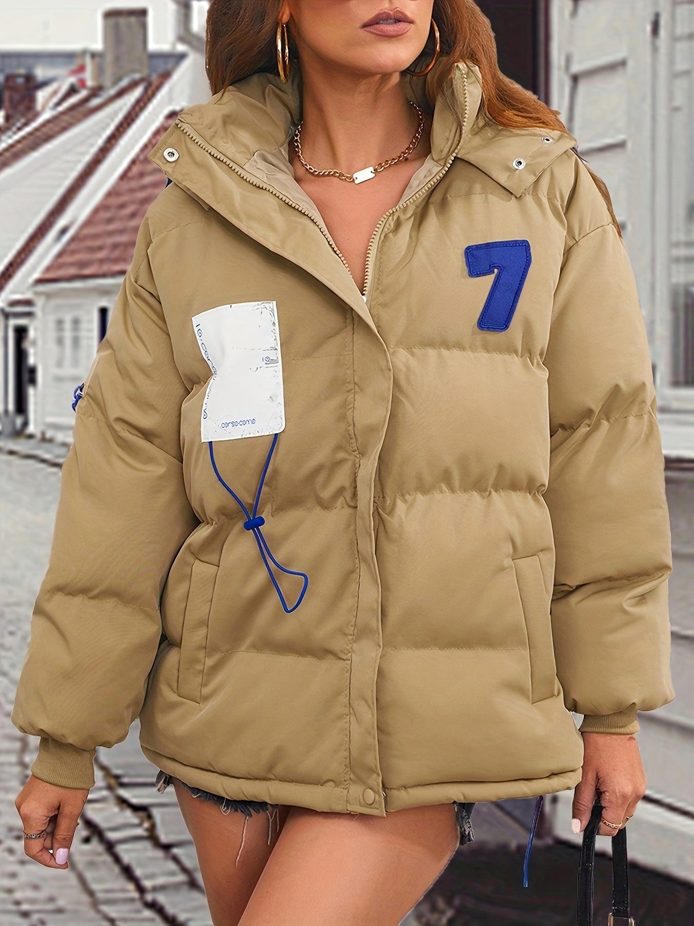 vlovelaw Zip Up Hooded Parka, Winter & Fall Long Sleeve Casual Outerwear, Women's Clothing