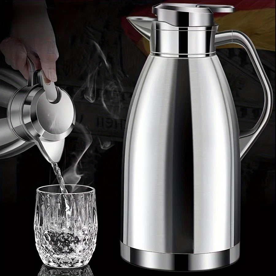 1pc Large Capacity Stainless Steel Insulation Kettle - Coffee Server with Heating, Water Warming, and Storage Functions for Home, Kitchen, Outdoor Camping, and Restaurant Use - Durable, Portable, and Space-Saving Design