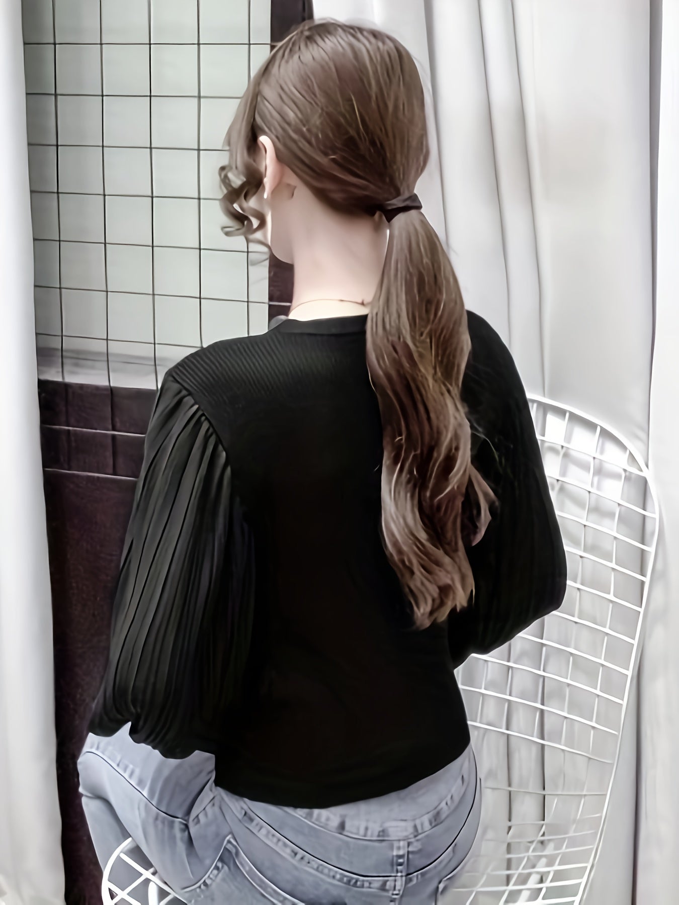 vlovelaw Solid Color Button Front Top, V Neck Slim Long Sleeve Cardigans Top For Spring & Fall, Women's Clothing