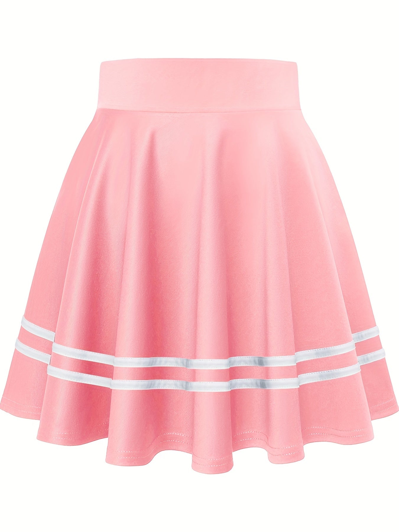 vlovelaw Striped A-Line Skater Skirt, Versatile High Waist Skirt For Spring & Summer, Women's Clothing