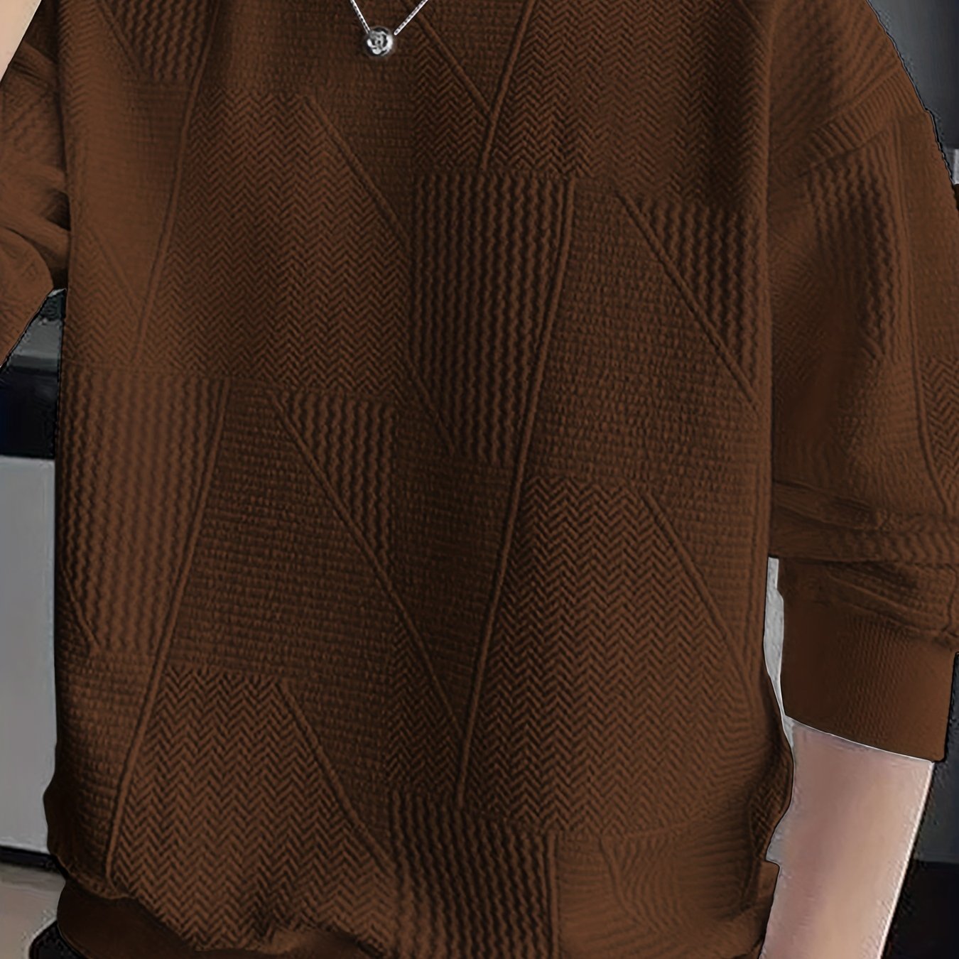vlovelaw Men's Crew Neck Long Sleeve Sweatshirt, Casual Wear, Solid Pullover, Men's Clothing For Spring Fall Winter