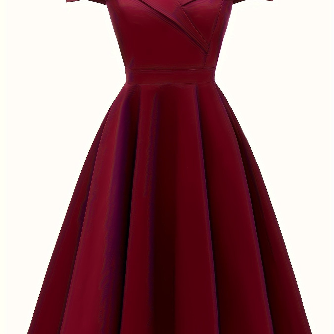 Off-shoulder Foldover Dress, Elegant Solid Color Flare Dress, Women's Clothing