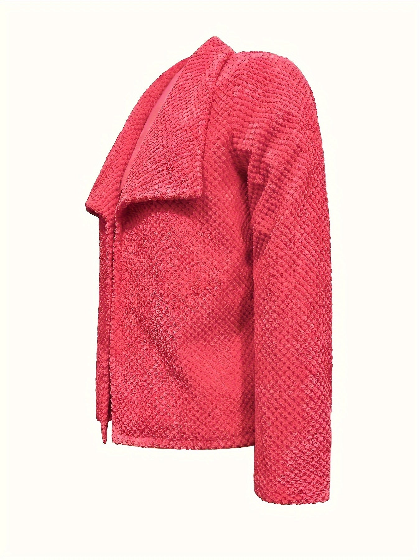 Open Front Lapel Jacket, Casual Long Sleeve Jacket For Fall & Winter, Women's Clothing