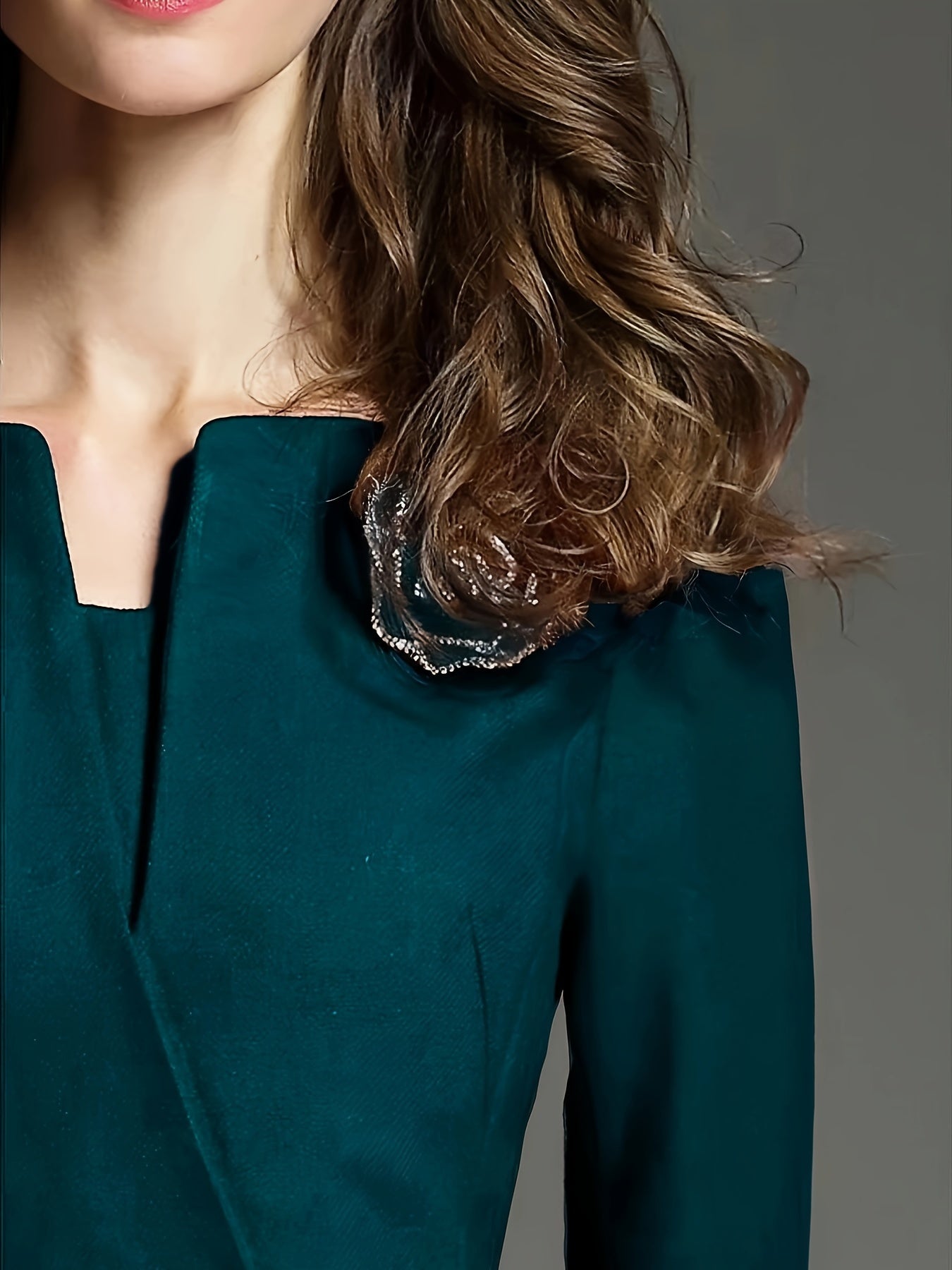 vlovelaw Split Hem Bodycon Dress, Elegant 3/4 Sleeve Dress For Office & Work, Women's Clothing