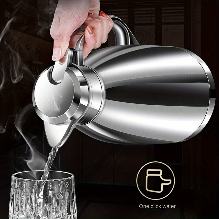 1pc Large Capacity Stainless Steel Insulation Kettle - Coffee Server with Heating, Water Warming, and Storage Functions for Home, Kitchen, Outdoor Camping, and Restaurant Use - Durable, Portable, and Space-Saving Design