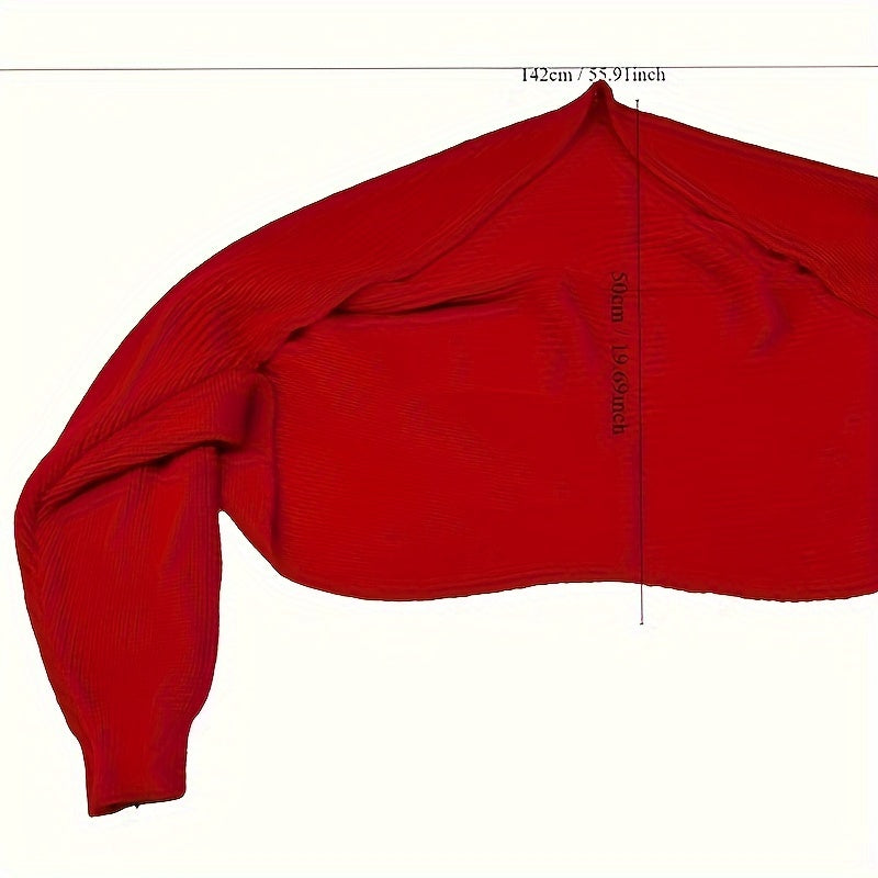vlovelaw Solid Color Knitted Shawl, Leisure Style Batwing Sleeves Cardigan, Autumn Winter Thick Coldproof Warm Wrap For Women