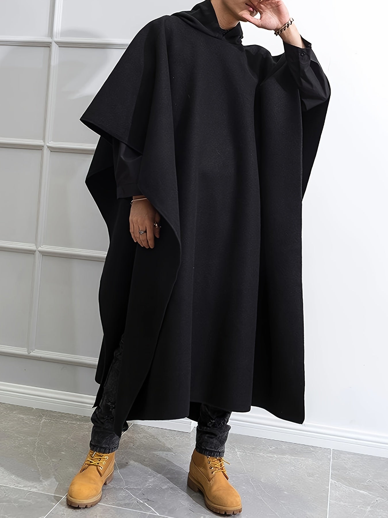 vlovelaw Plus Size Men's Handsome Cool Windbreaker Coat Funky Cloak Fall Winter Tops, Men's Clothing