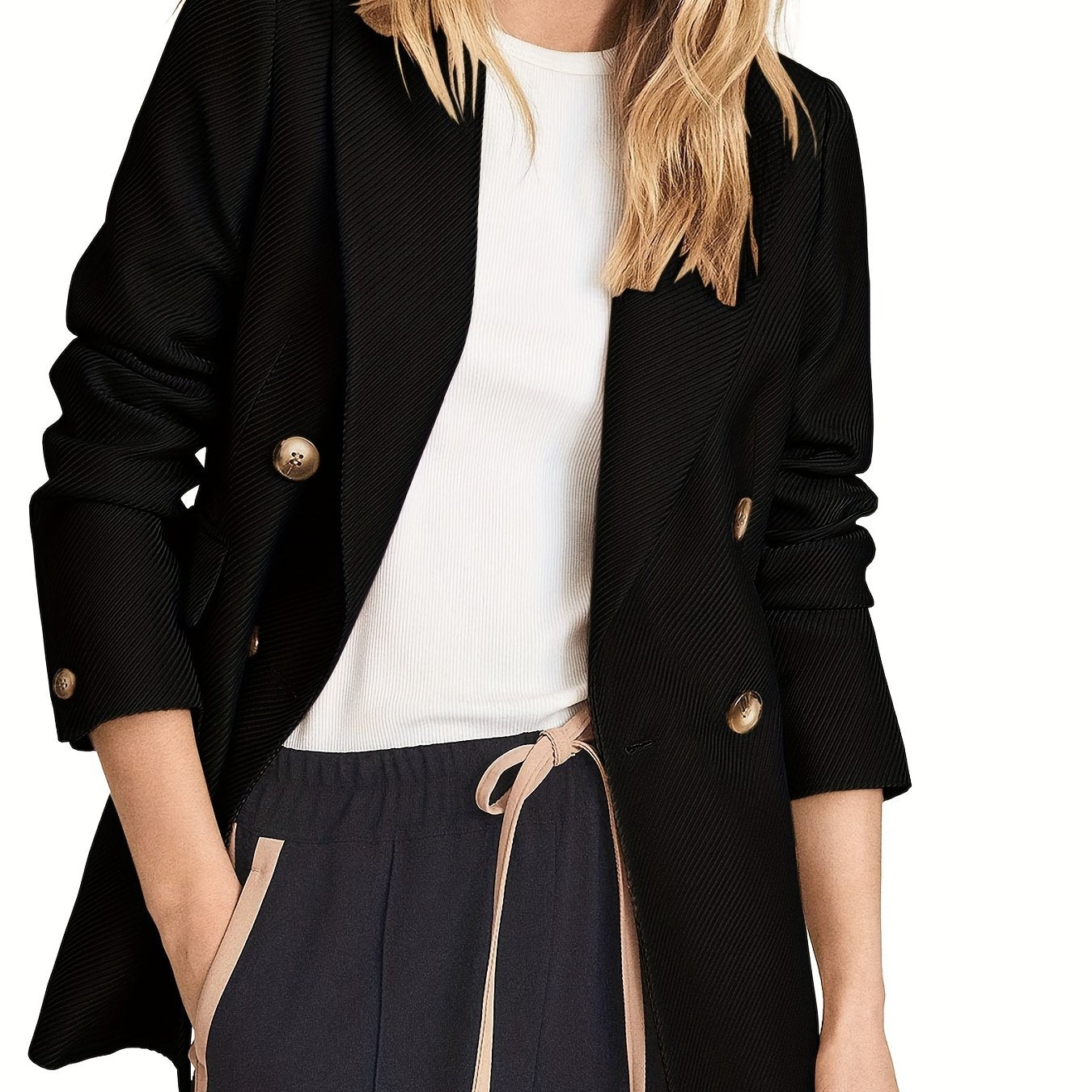 vlovelaw Women's Outerwear Solid Color Double Beasted Blazer