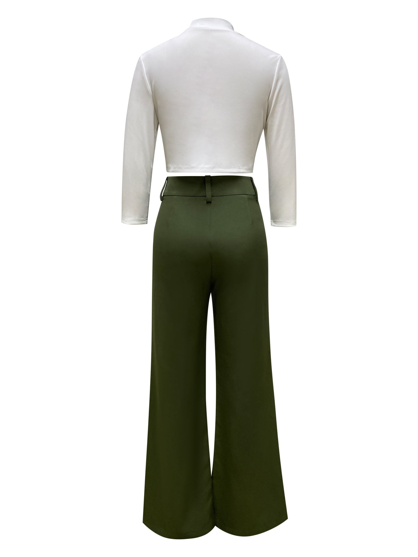 vlovelaw Casual Two-piece Set, Letter Print Mock Neck Top & Solid Pants Outfits, Women's Clothing