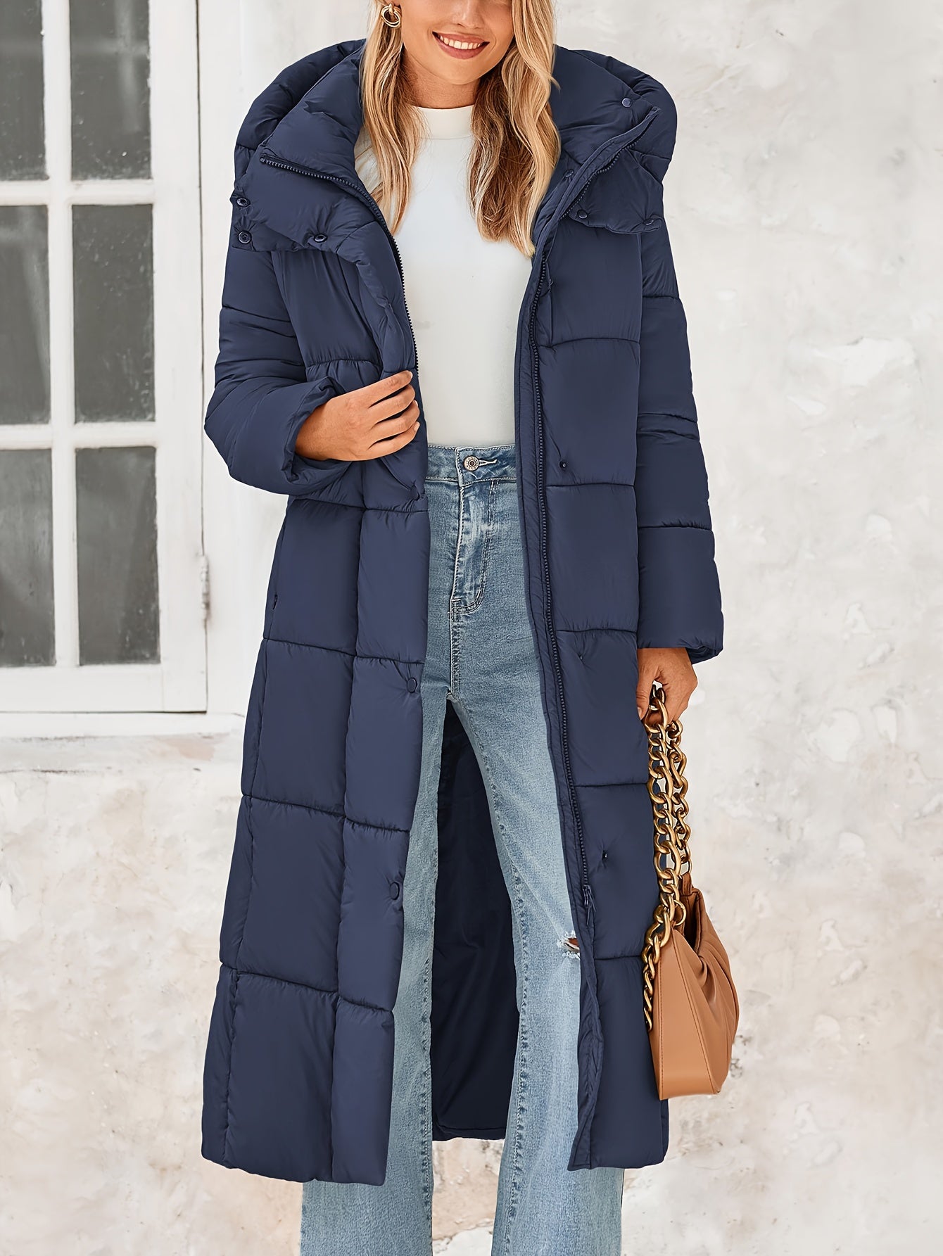 Women's Long Winter Coats Hooded Zip Up Casual Baggy Jackets Trendy Warm Clothes Outerwear