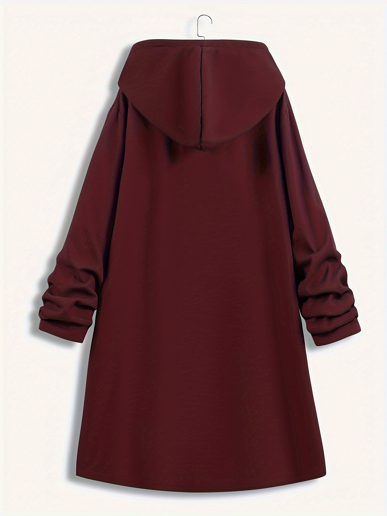 vlovelaw Plus Size Hoodie Fleece Liner Zip Up Coat, Women's Plus Warm Winter Casual Faux Fur Coat