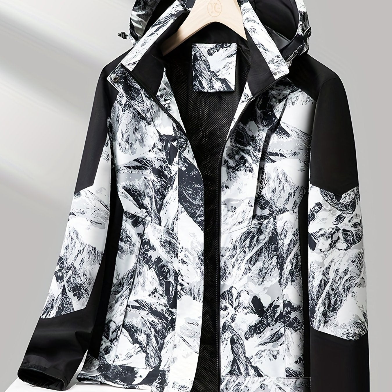 vlovelaw  Stay Protected & Stylish: Soft-Shell Outdoor Hiking Jacket With Zip-Up Detachable Hood & Waterproof & Windproof Fabric