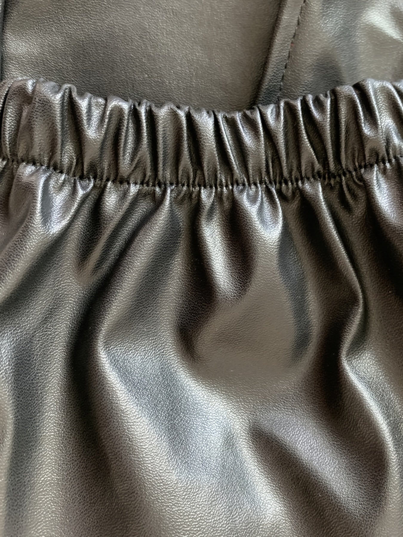 vlovelaw PU Leather Drawstring Pants, Casual Elastic Waist Cropped Pants, Women's Clothing